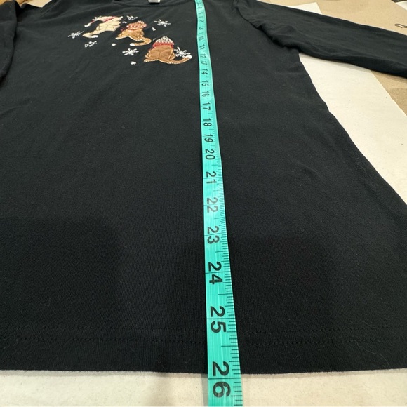 Embroidered Christmas Cats Large Black Long Sleeve Shirt - Picture 5 of 13